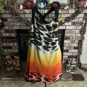 Vintage Leopard Tropical Mesh Knee Length Dress